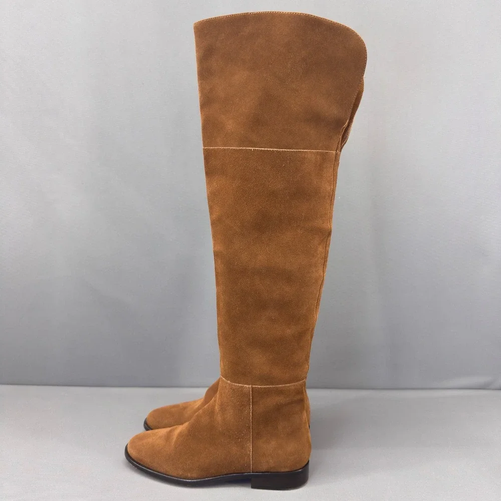 J.Crew Suede Over The Knee Boots‎ Cognac Brown Women's Size 7.5